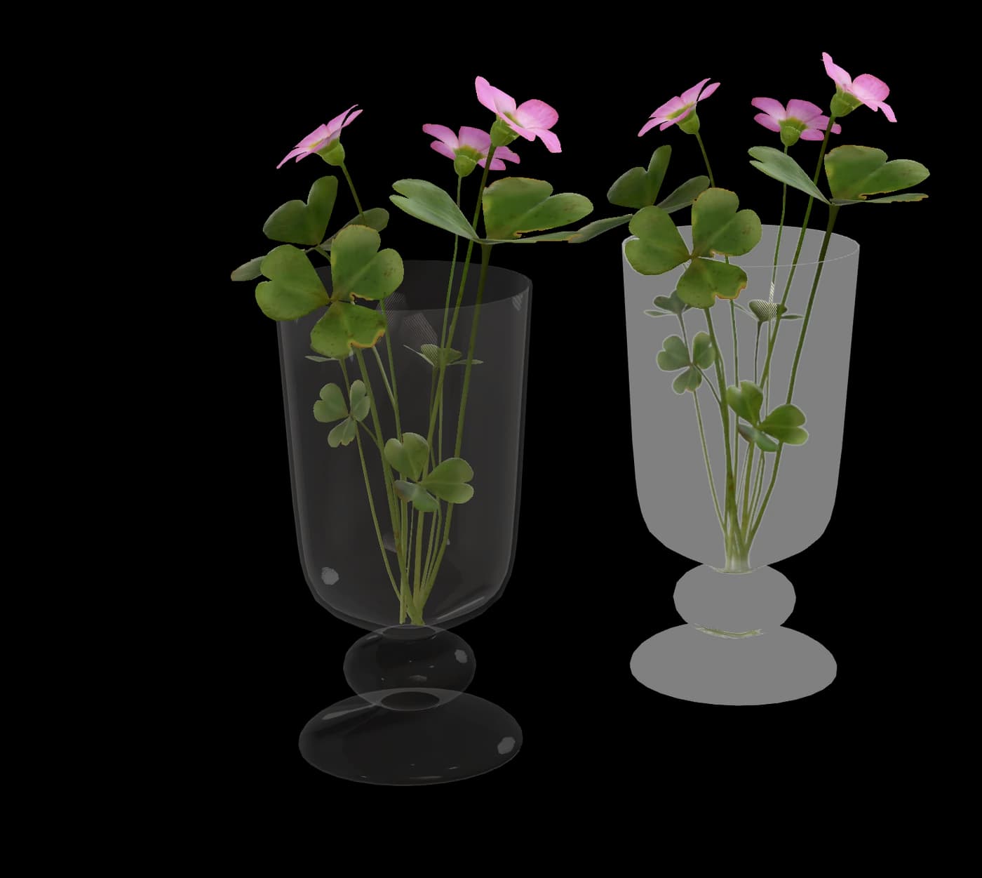 Twin Glass Vases with Wildflowers